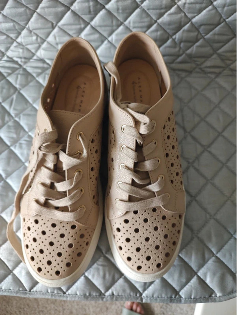 Alex Marie Beige Perforated Leather Sneakers Size 11M